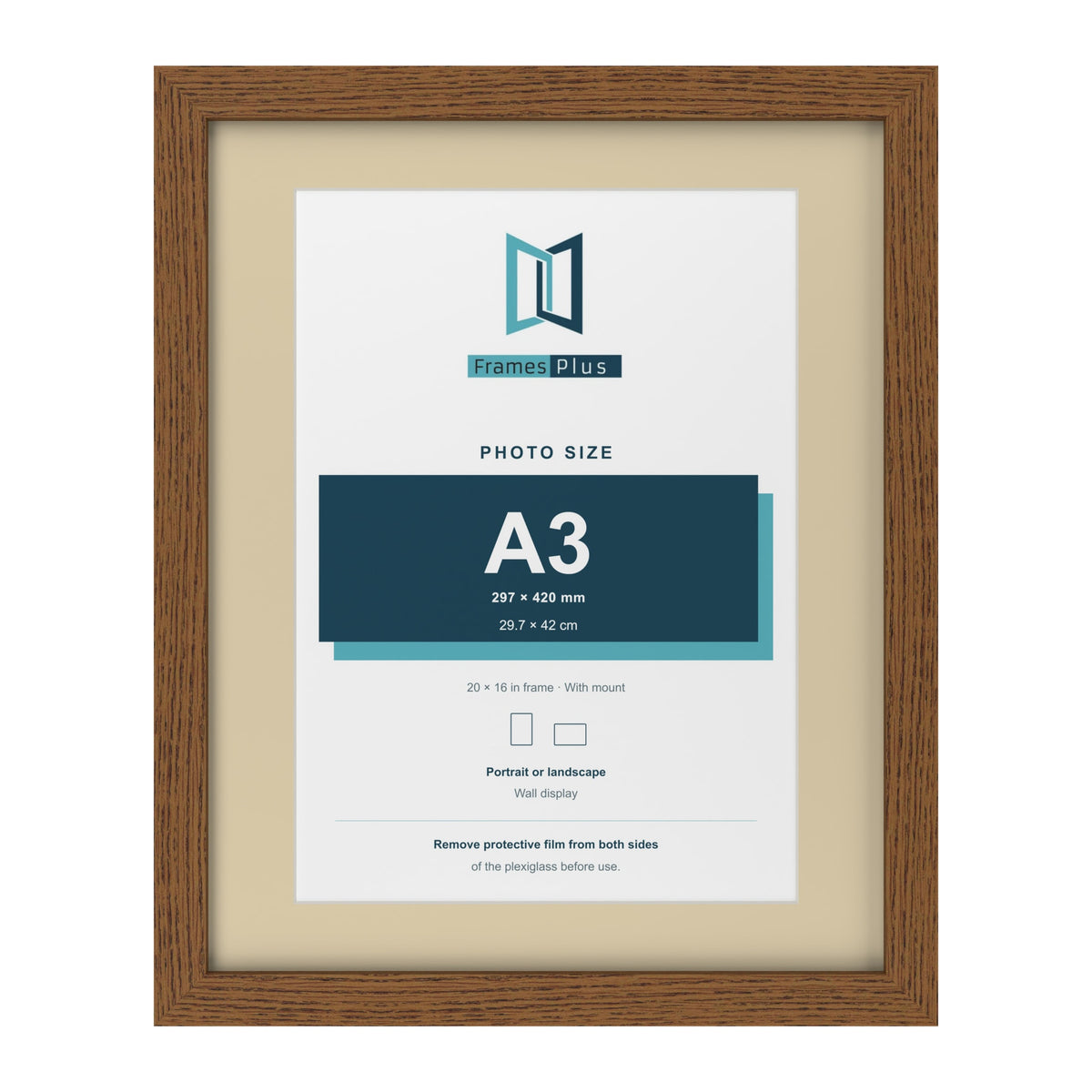 Dark Oak 20 x 16 inch picture frame with an ivory mount for an A3 photo
