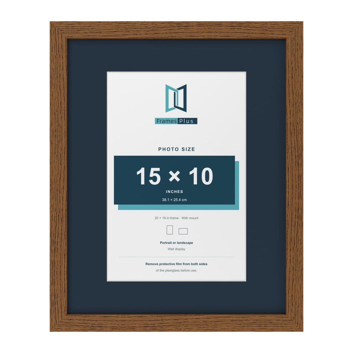 Dark Oak 20 x 16 inch picture frame with a Pacific Blue mount for a 15 x 10 inch photo