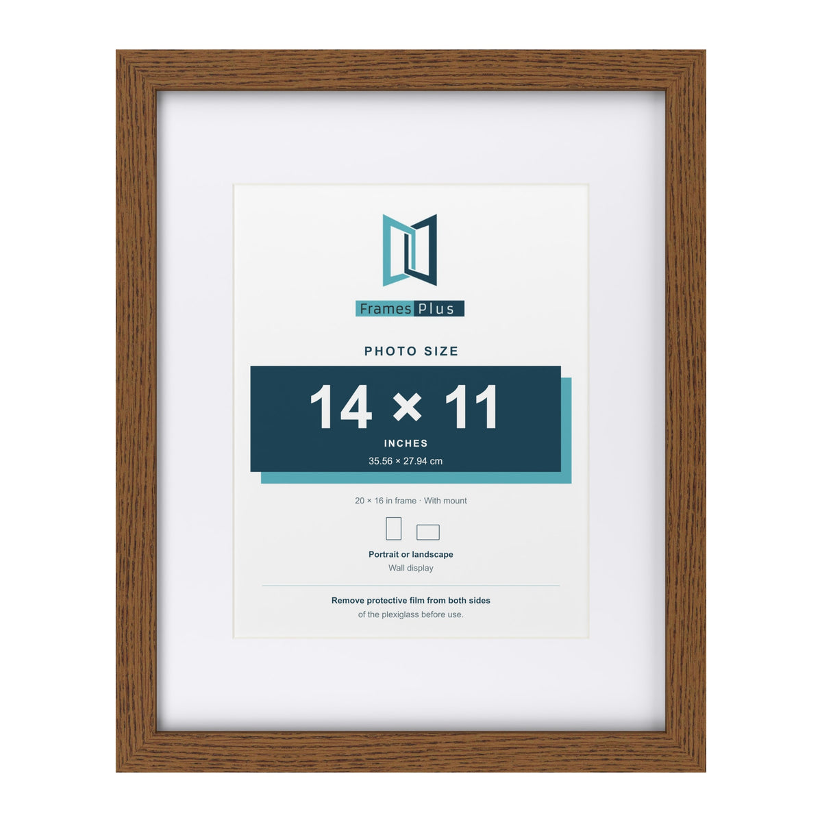 Dark Oak 20 x 16 inch picture frame with a white mount for a 14 x 11 inch photo