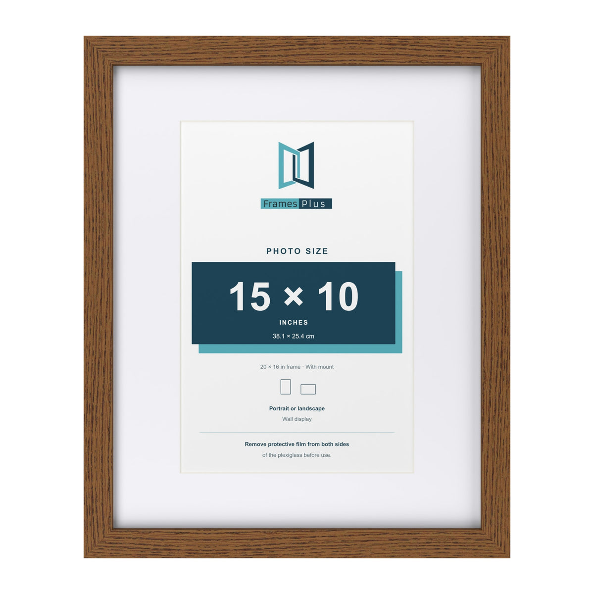 Dark Oak 20 x 16 inch picture frame with a white mount for a 15 x 10 inch photo