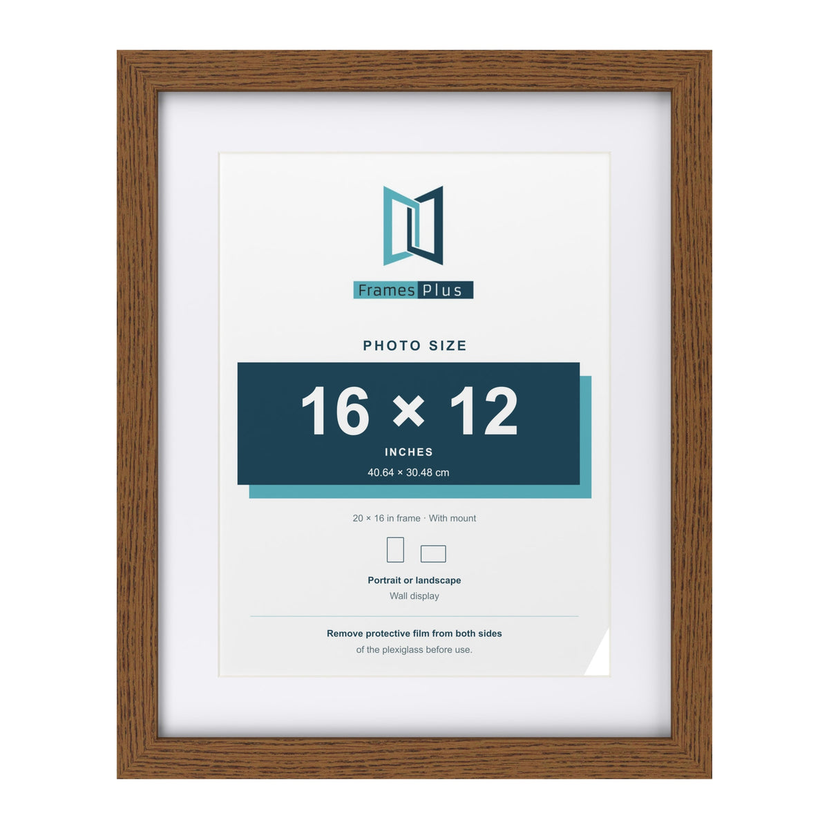 Dark Oak 20 x 16 inch picture frame with a white mount for a 16 x 12 inch photo