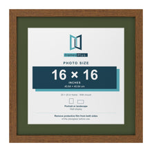Dark Oak 20 x 20 inch picture frame with a green mount for a 16 x 16 inch photo