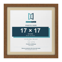 Dark Oak 20 x 20 inch picture frame with an ivory mount for a 17 x 17 inch photo