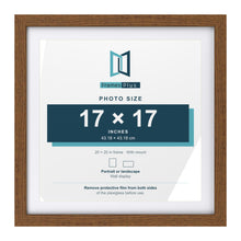 Dark Oak 20 x 20 inch picture frame with a white mount for a 17 x 17 inch photo