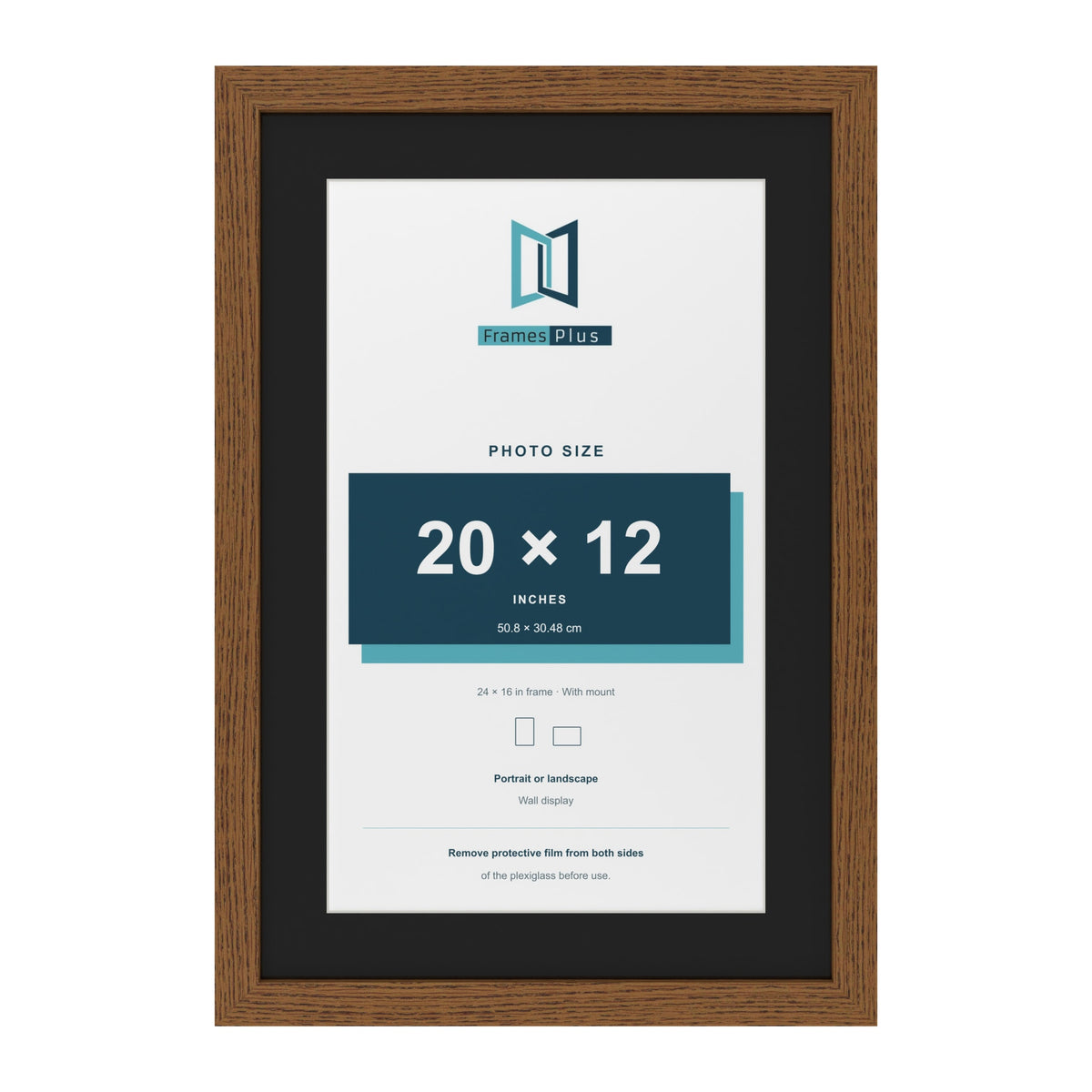 Dark Oak 24 x 16 inch picture frame with a black mount for a 20 x 12 inch photo