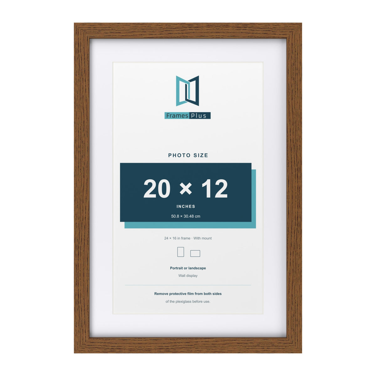 Dark Oak 24 x 16 inch picture frame with a white mount for a 20 x 12 inch photo