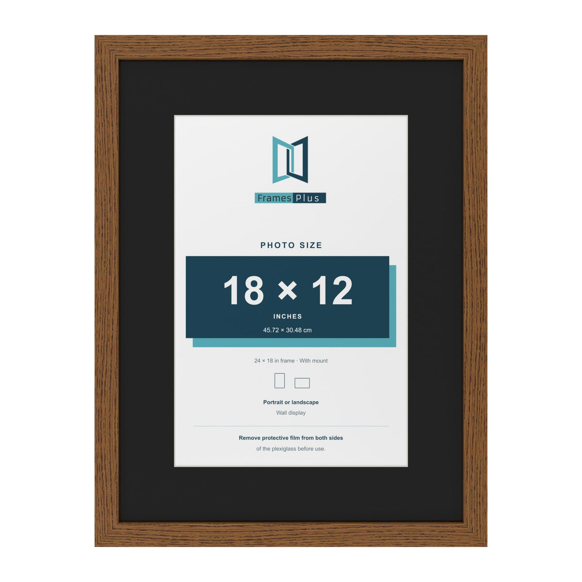 Dark Oak 24 x 18 inch picture frame with a black mount for an 18 x 12 inch photo