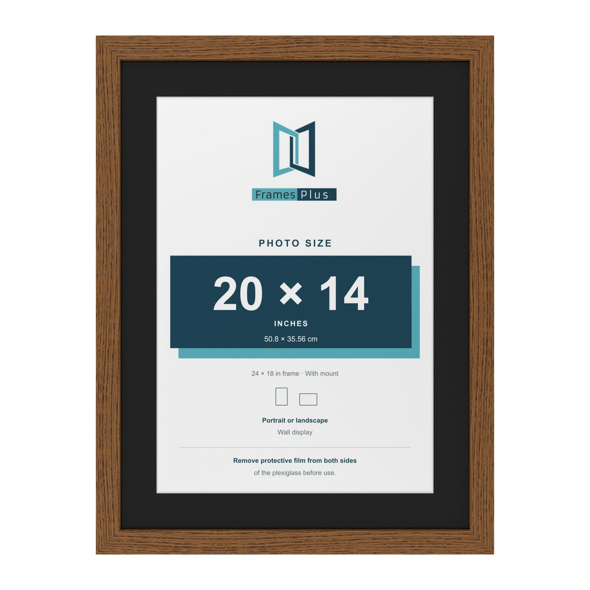 Dark Oak 24 x 18 inch picture frame with a black mount for a 20 x 14 inch photo
