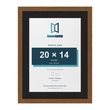 Dark Oak 24 x 18 inch picture frame with a black mount for a 20 x 14 inch photo
