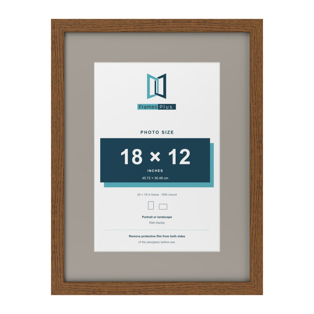 Dark Oak 24 x 18 inch picture frame with a Dawn Grey mount for an 18 x 12 inch photo