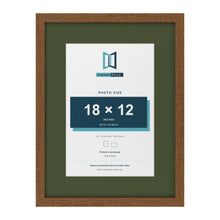 Dark Oak 24 x 18 inch picture frame with a green mount for an 18 x 12 inch photo