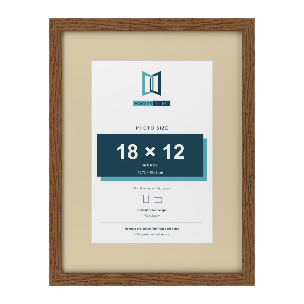 Dark Oak 24 x 18 inch picture frame with an ivory mount for an 18 x 12 inch photo