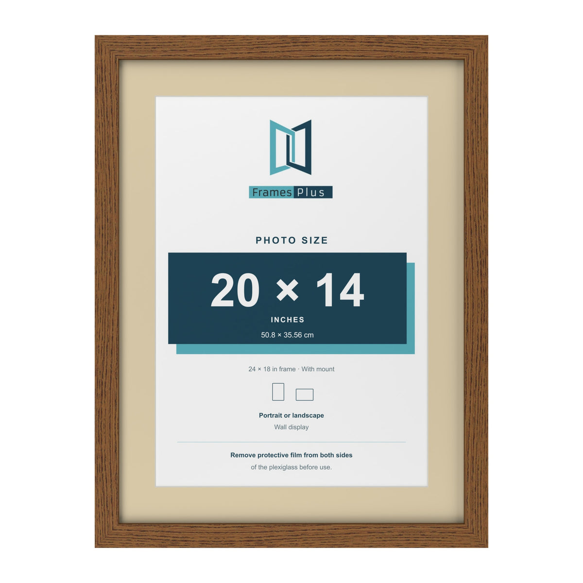 Dark Oak 24 x 18 inch picture frame with an ivory mount for a 20 x 14 inch photo