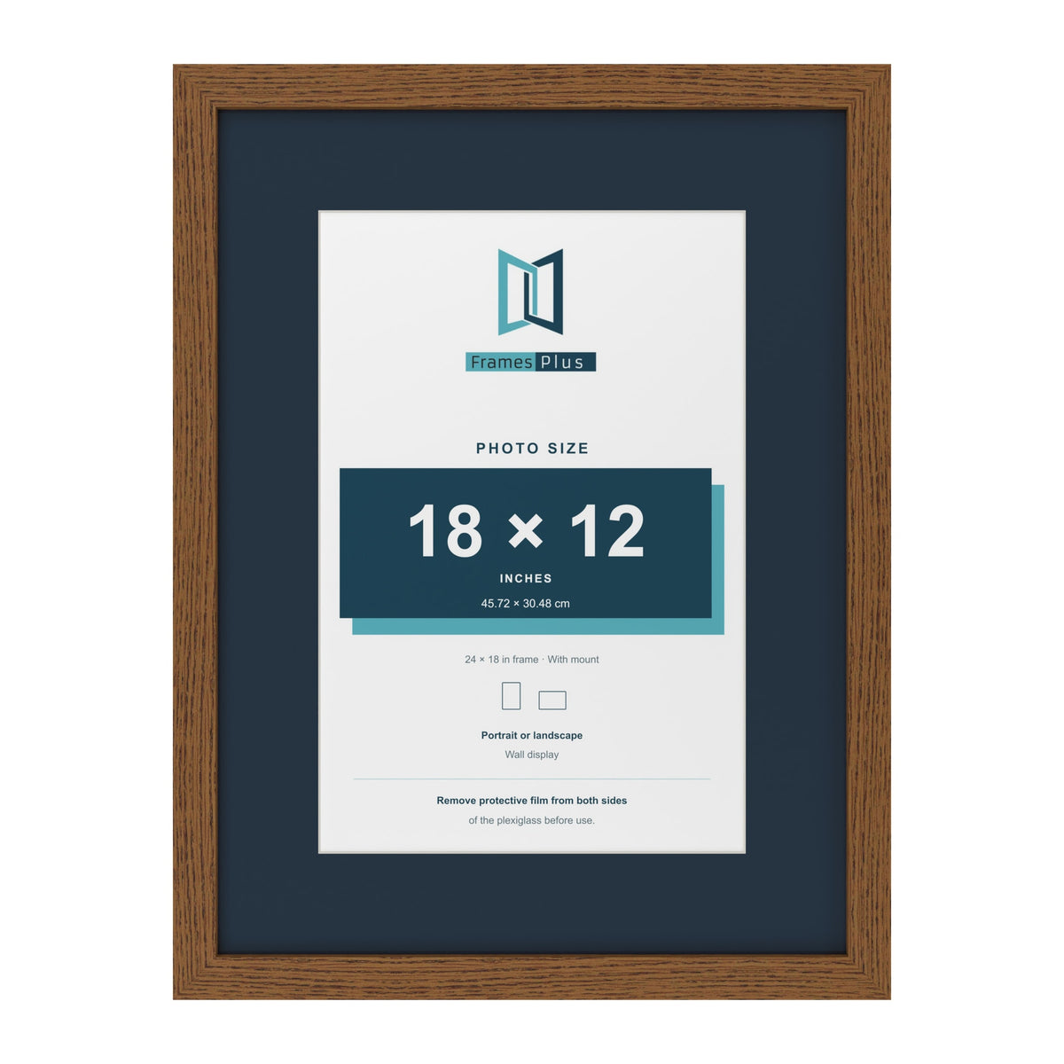 Dark Oak 24 x 18 inch picture frame with a Pacific Blue mount for an 18 x 12 inch photo