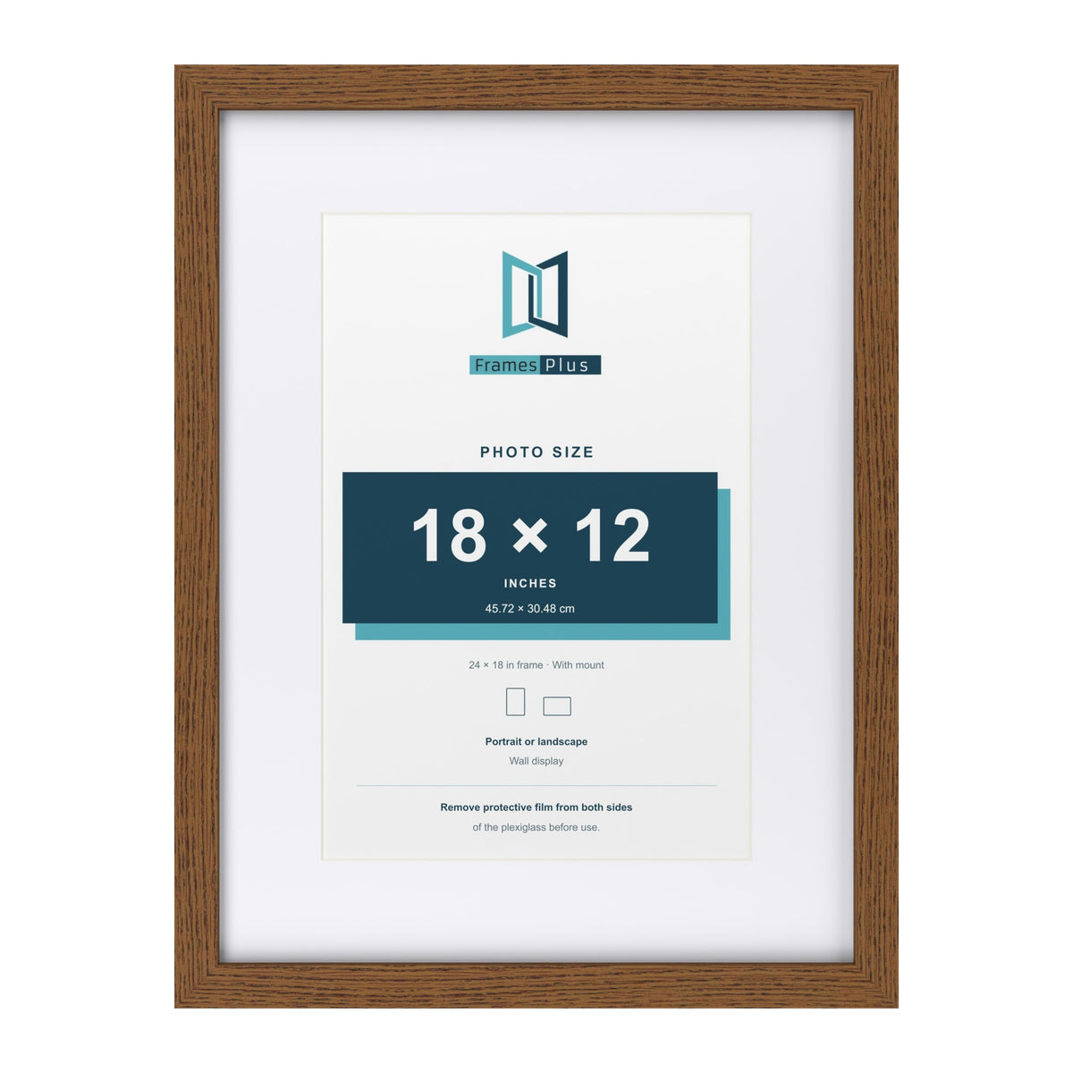 Dark Oak 24 x 18 inch picture frame with a white mount for a 18 x 12 inch photo
