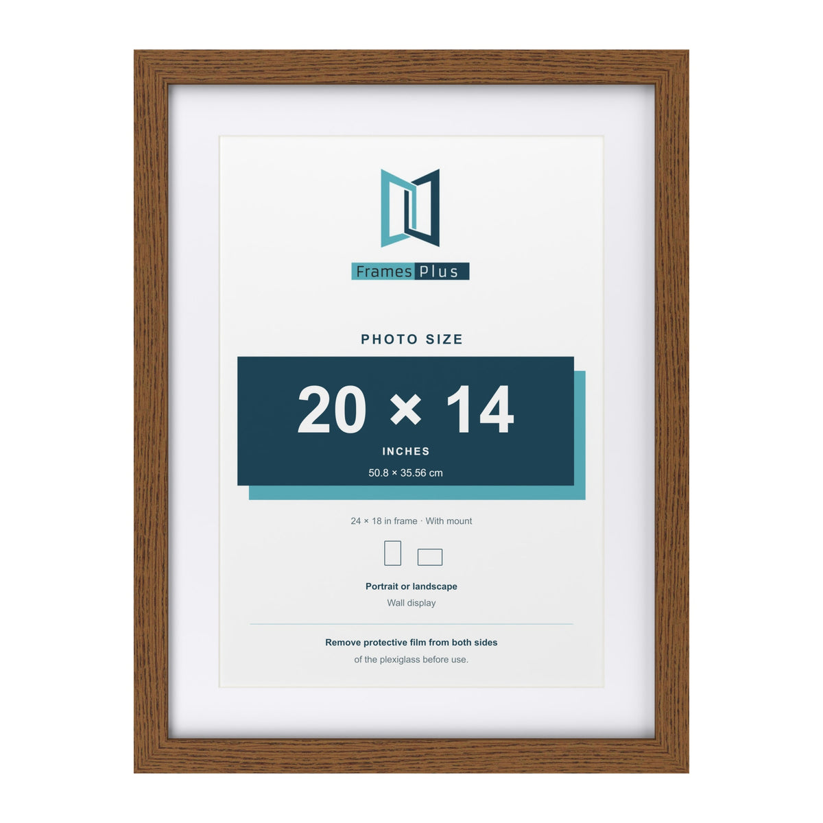 Dark Oak 24 x 18 inch picture frame with a white mount for a 20 x 14 inch photo