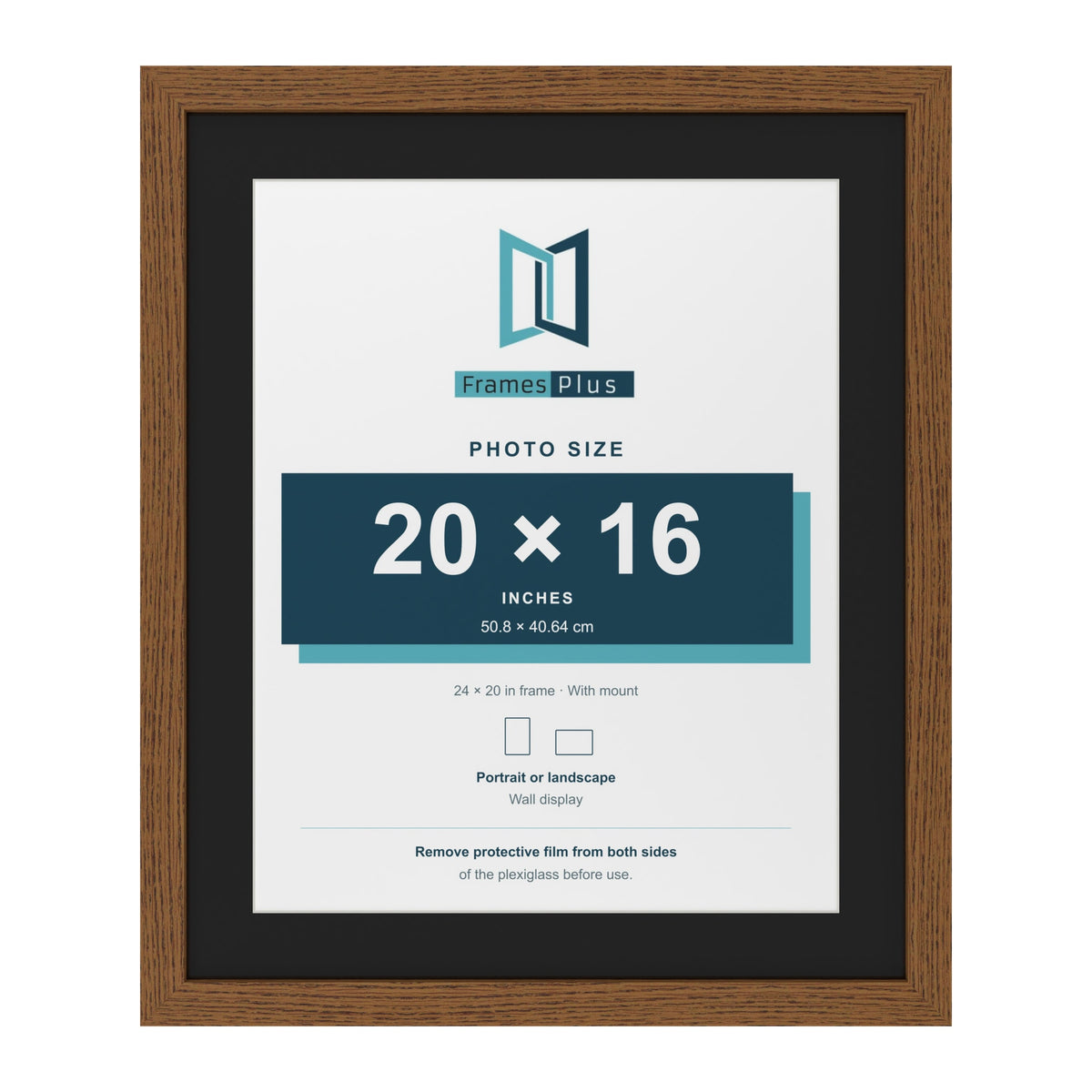 Dark Oak 24 x 20 inch picture frame with a black mount for a 20 x 16 inch photo