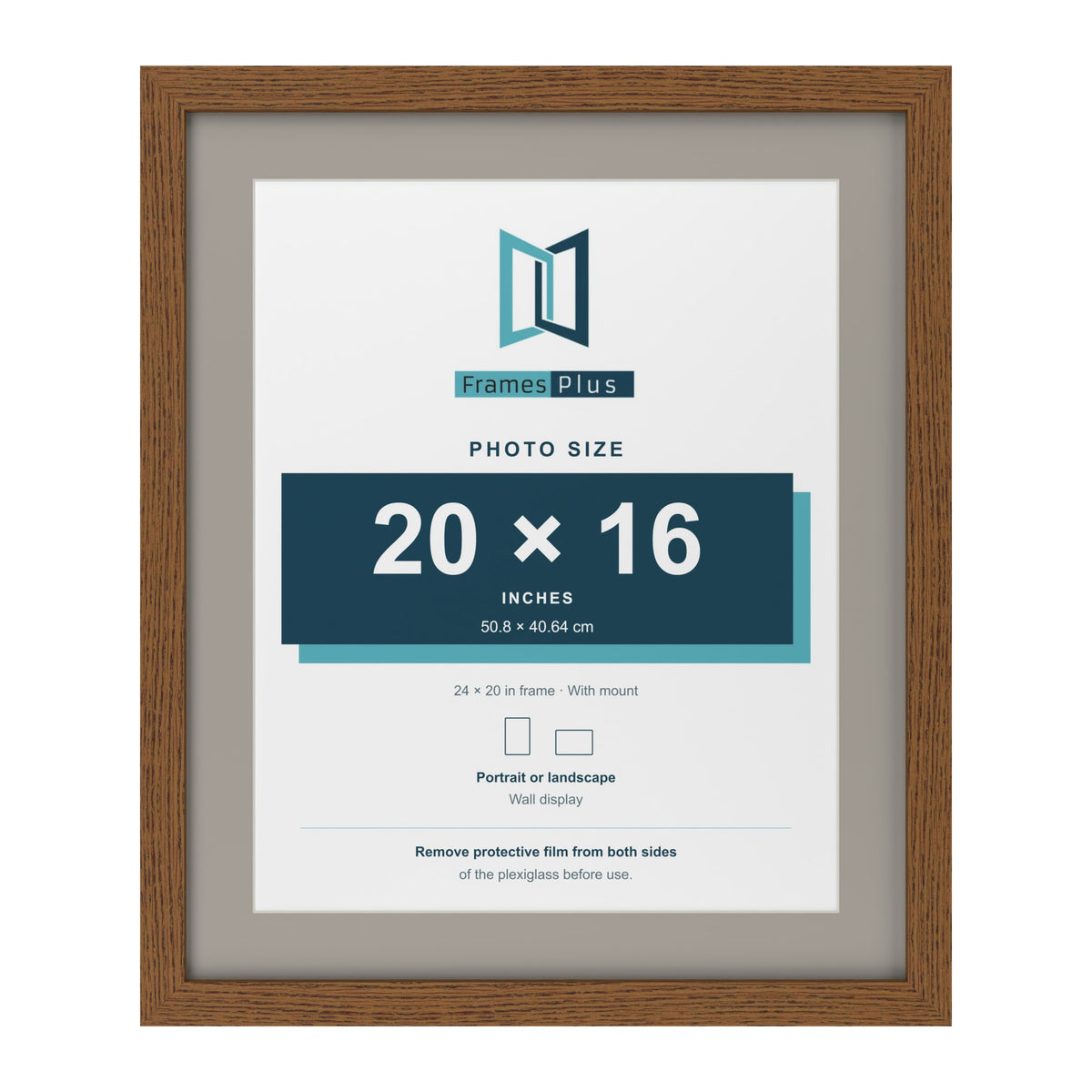 Dark Oak 24 x 20 inch picture frame with a Dawn Grey mount for a 20 x 16 inch photo