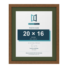 Dark Oak 24 x 20 inch picture frame with a green mount for a 20 x 16 inch photo