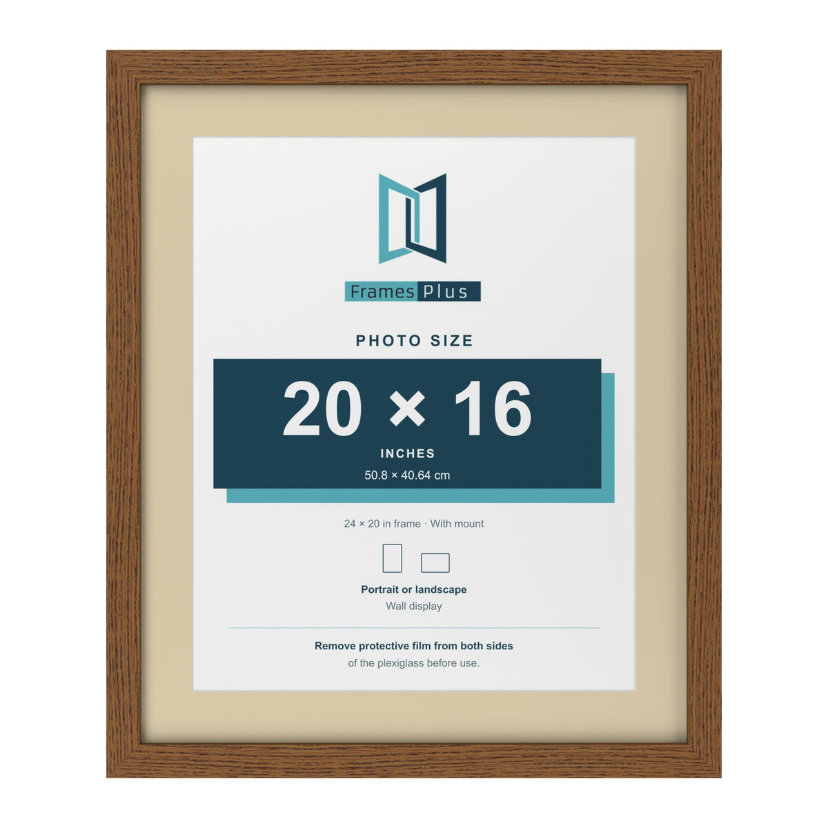 Dark Oak 24 x 20 inch picture frame with an ivory mount for a 20 x 16 inch photo