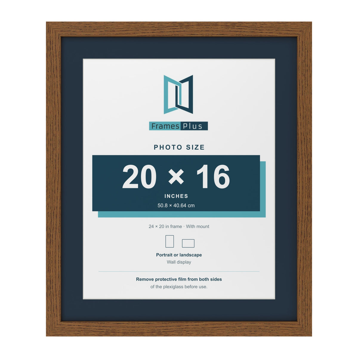 Dark Oak 24 x 20 inch picture frame with a Pacific Blue mount for a 20 x 16 inch photo