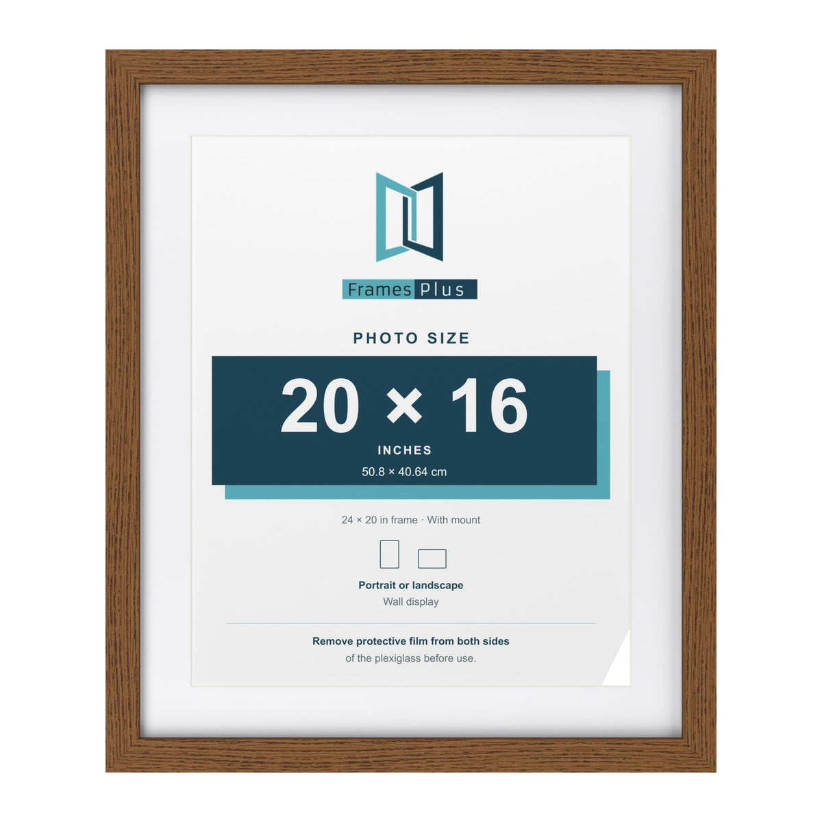 Dark Oak 24 x 20 inch picture frame with a white mount for a 20 x 16 inch photo