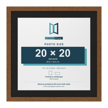 Dark Oak 24 x 24 inch picture frame with a black mount for a 20 x 20 inch photo