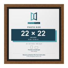Dark Oak 24 x 24 inch picture frame with a black mount for a 22 x 22 inch photo
