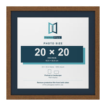 Dark Oak 24 x 24 inch picture frame with a Pacific Blue mount for a 20 x 20 inch photo