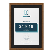 Dark Oak 28 x 20 inch picture frame with a black mount for a 24 x 16 inch photo
