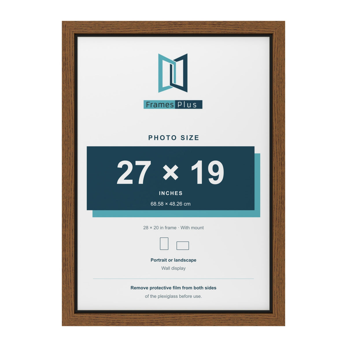Dark Oak 28 x 20 inch picture frame with a black mount for a 27 x 19 inch photo