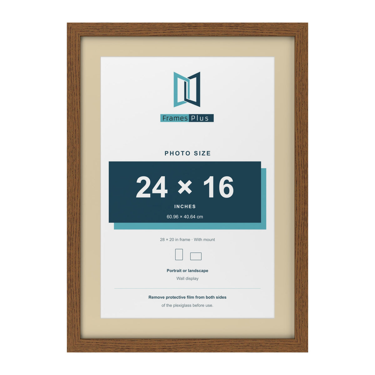Dark Oak 28 x 20 inch picture frame with an ivory mount for a 24 x 16 inch photo