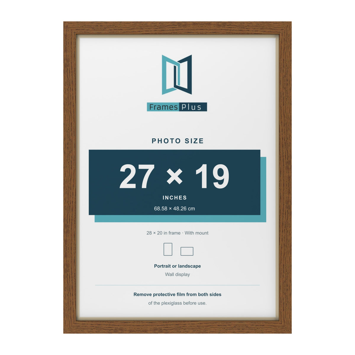 Dark Oak 28 x 20 inch picture frame with an ivory mount for a 27 x 19 inch photo