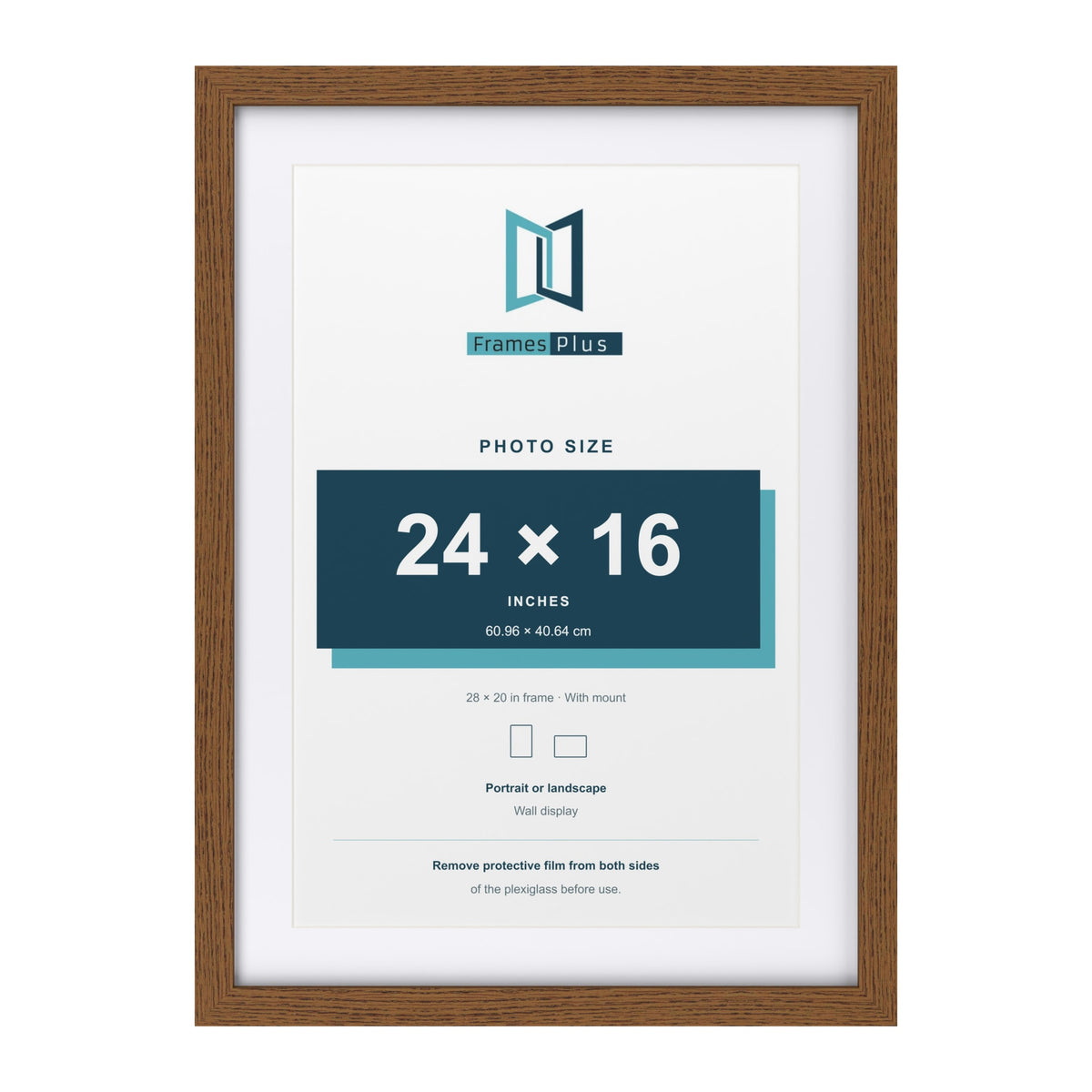 Dark Oak 28 x 20 inch picture frame with a white mount for a 24 x 16 inch photo