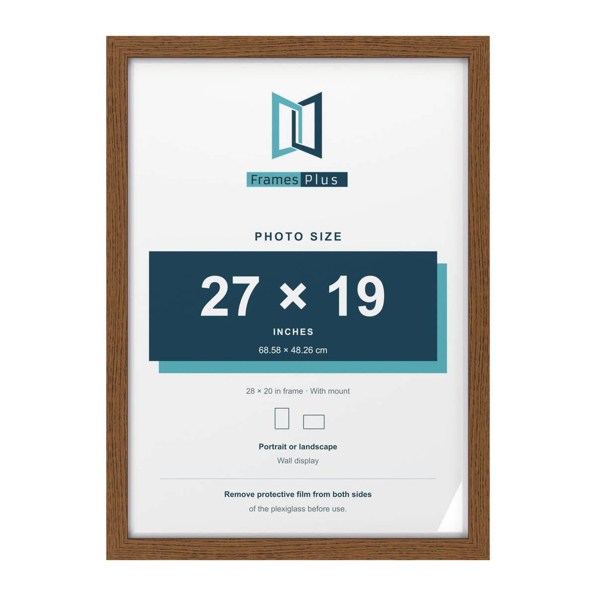 Dark Oak 28 x 20 inch picture frame with a white mount for a 27 x 19 inch photo