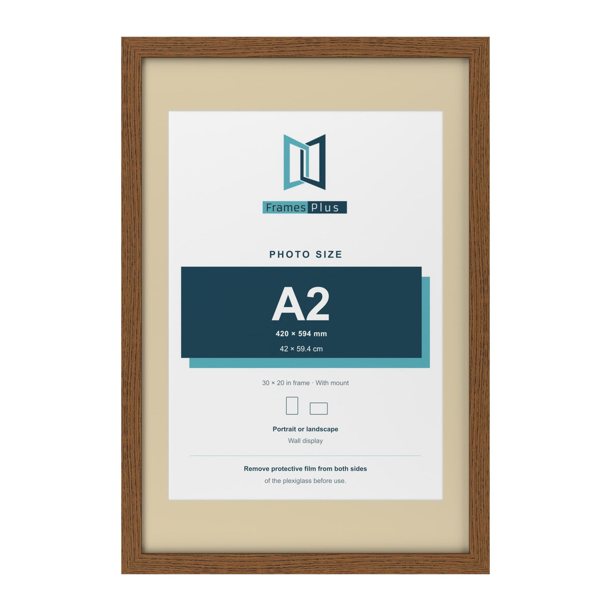 Dark Oak 30 x 20 inch picture frame with an ivory mount for an A2 photo