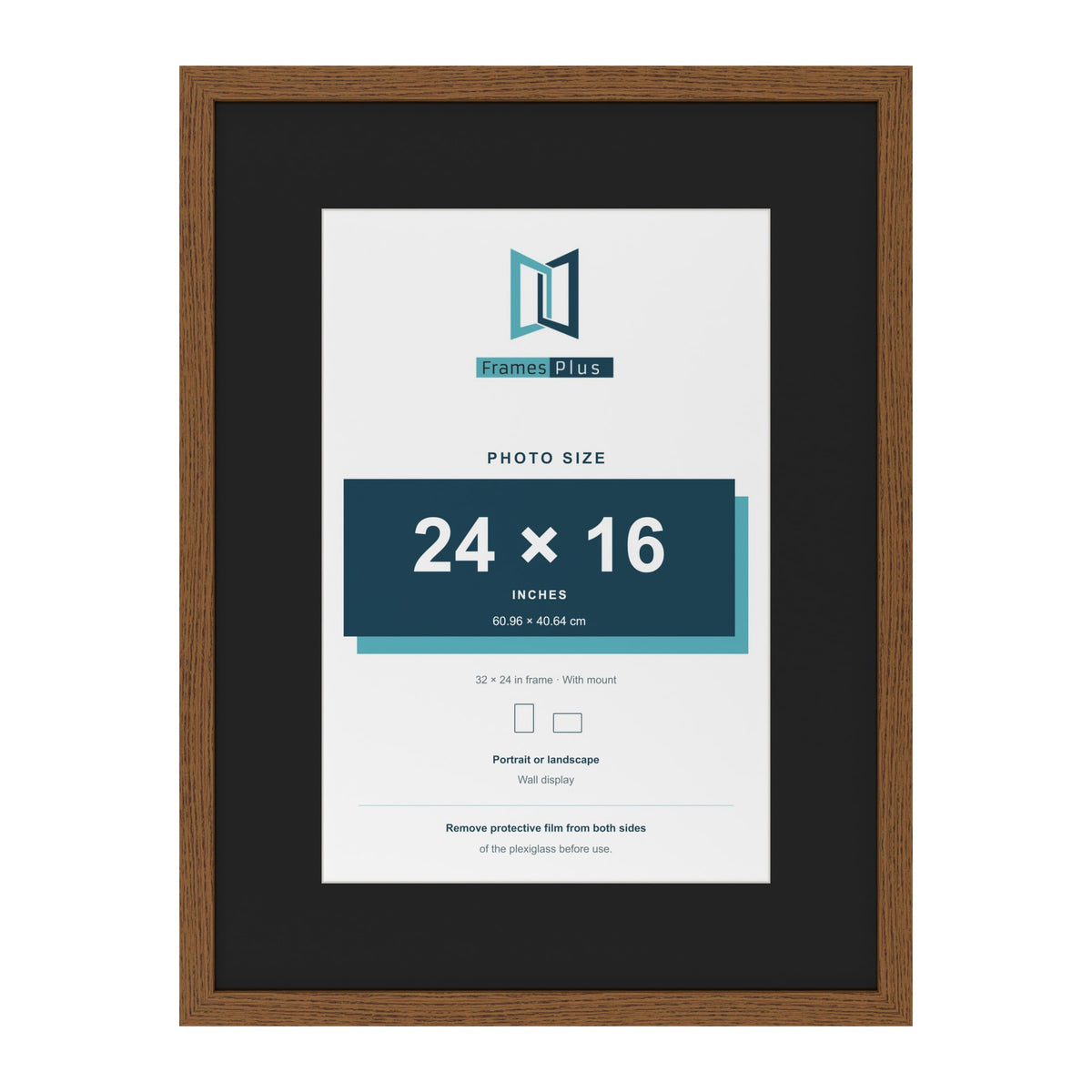 Dark Oak 32 x 24 inch picture frame with a black mount for a 24 x 16 inch photo