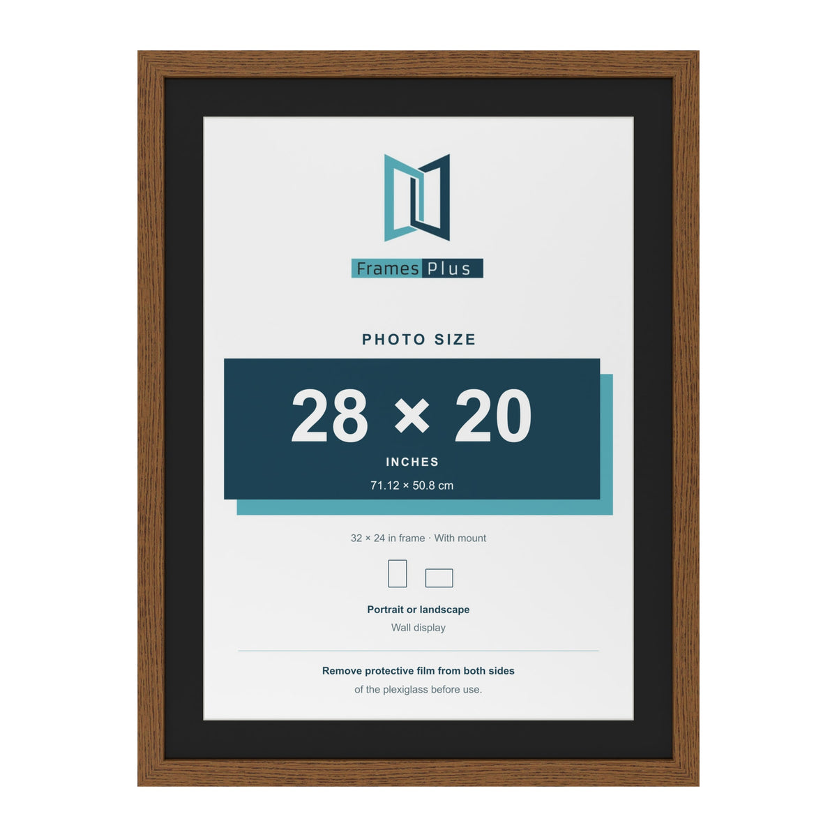 Dark Oak 32 x 24 inch picture frame with a black mount for a 28 x 20 inch photo