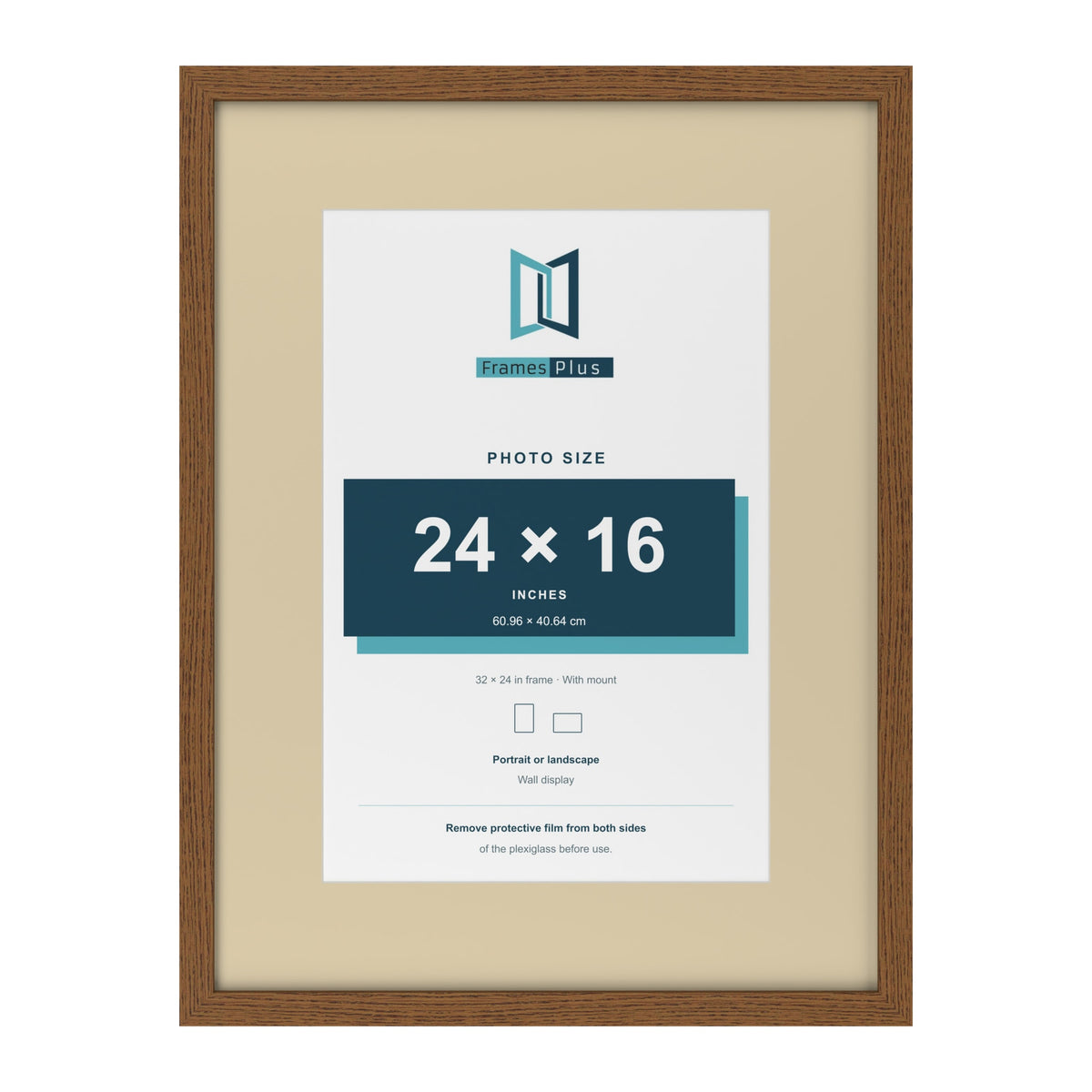 Dark Oak 32 x 24 inch picture frame with an ivory mount for a 24 x 16 inch photo