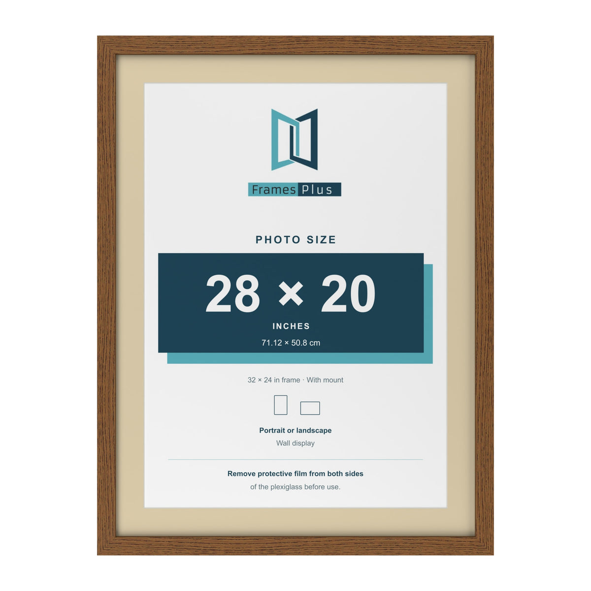 Dark Oak 32 x 24 inch picture frame with an ivory mount for a 28 x 20 inch photo