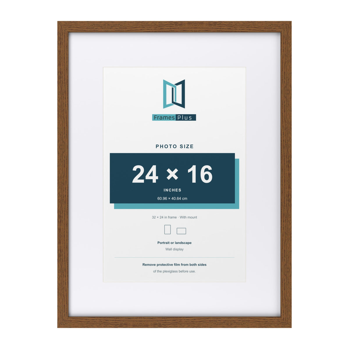 Dark Oak 32 x 24 inch picture frame with a white mount for a 24 x 16 inch photo
