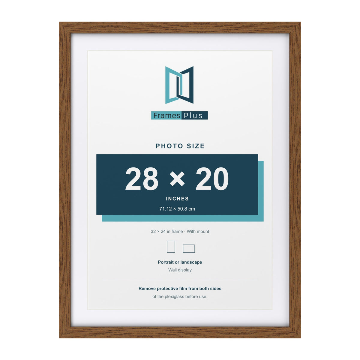 Dark Oak 32 x 24 inch picture frame with a white mount for a 28 x 20 inch photo