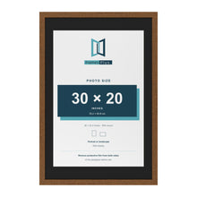 Dark Oak 36 x 24 inch picture frame with a black mount for a 30 x 20 inch photo