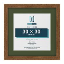 Dark Oak 40 x 40 cm picture frame with a green mount for a 30 x 30 cm photo