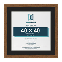 Dark Oak 50 x 50 cm picture frame with a black mount for a 40 x 40 cm photo
