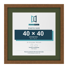 Dark Oak 50 x 50 cm picture frame with a green mount for a 40 x 40 cm photo