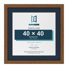 Dark Oak 50 x 50 cm picture frame with a Pacific Blue mount for a 40 x 40 cm photo