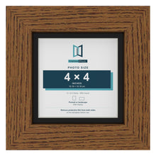 Dark Oak 5 x 5 inch picture frame with a black mount for a 4 x 4 inch photo
