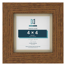Dark Oak 5 x 5 inch picture frame with an ivory mount for a 4 x 4 inch photo