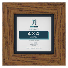 Dark Oak 5 x 5 inch picture frame with a Pacific Blue mount for a 4 x 4 inch photo